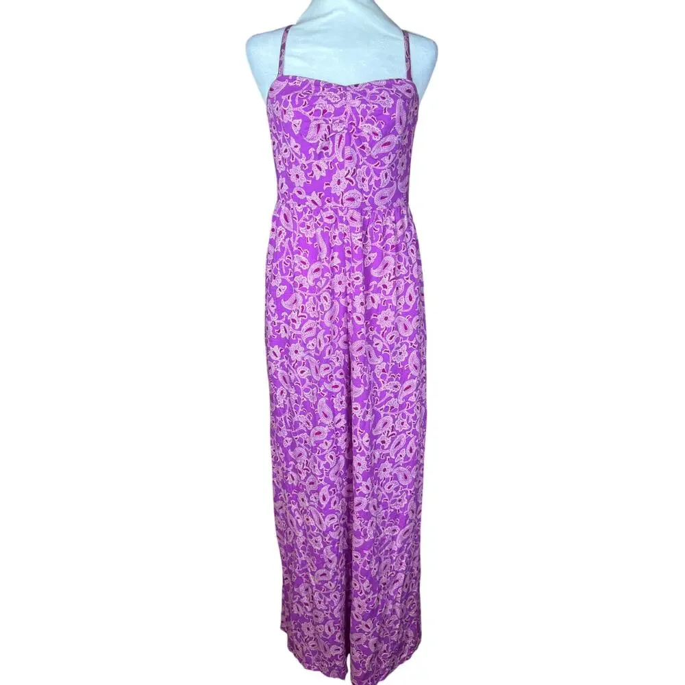 Knox Rose pants romper jumpsuit purple paisley floral boho SMALL - Picture 11 of 15